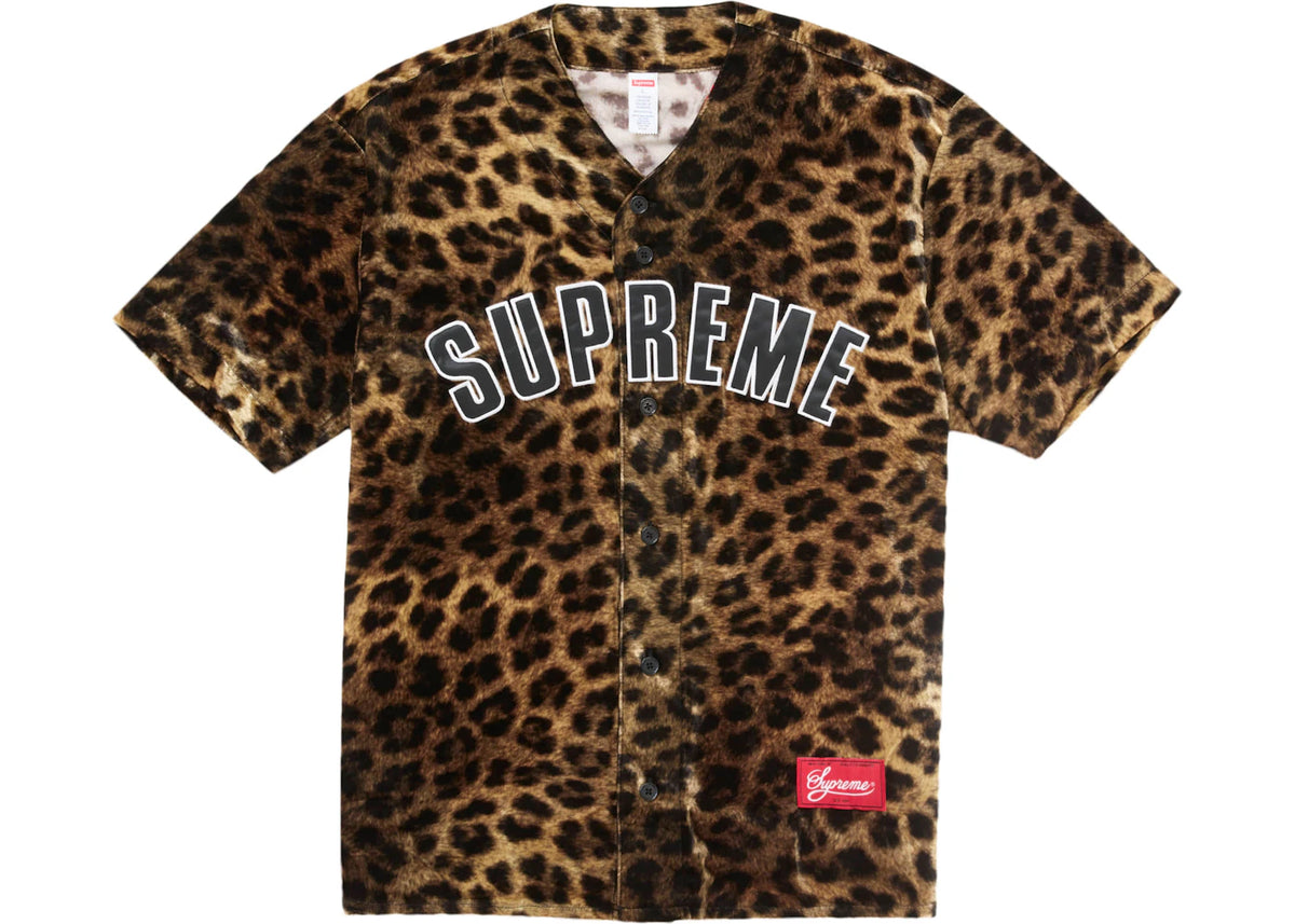 Supreme Velvet Baseball Jersey Leopard