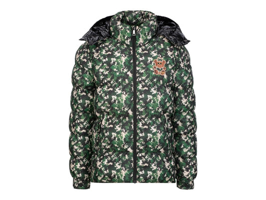 19v69 Italia Puffer Jacket Digital Camo Teddy Green