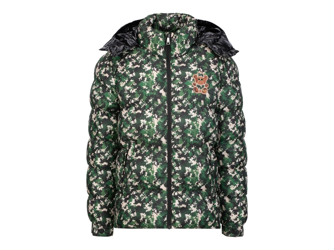 19v69 Italia Puffer Jacket Digital Camo Teddy Green