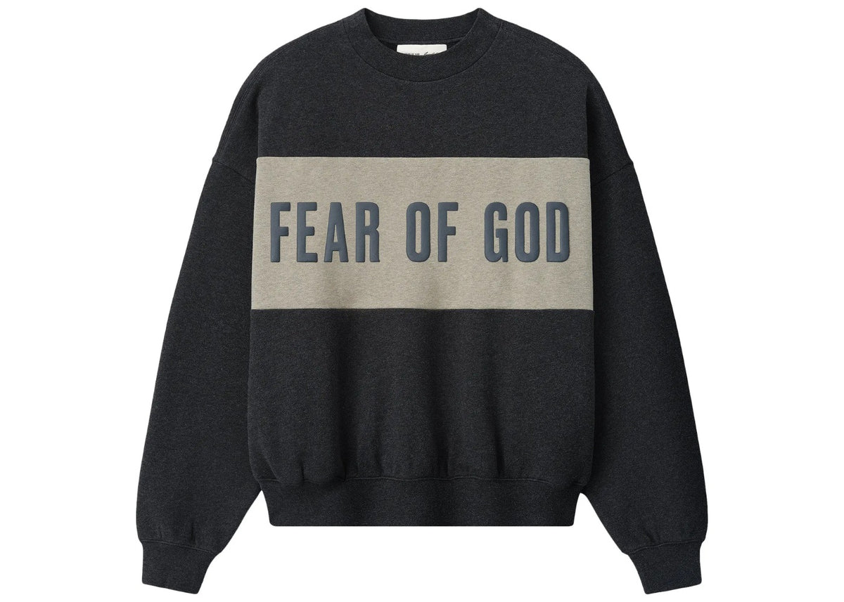 Fear of God Essentials Cropped Relaxed Panelled Sweatshirt Iron Grey Heather/ Seal Heather