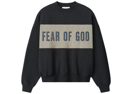 Fear of God Essentials Cropped Relaxed Panelled Sweatshirt Iron Grey Heather/ Seal Heather