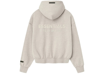 Fear of God Essentials Fleece Zip Up Hoodie Heather Stone