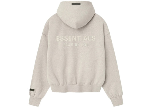 Fear of God Essentials Fleece Zip Up Hoodie Heather Stone