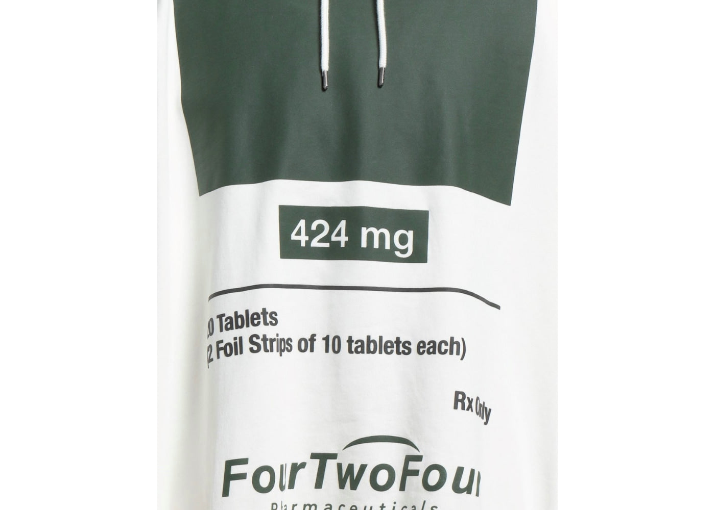424 FourTwoFour Graphic Print Cotton Hoodie White Cream