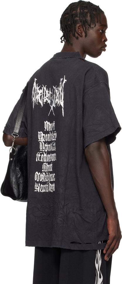 Balenciaga Black Metal Logo Oversized T-shirt