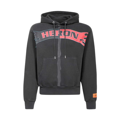 Heron Preston HP STFU Printed Cotton Flames Logo Hoodie Grey Black