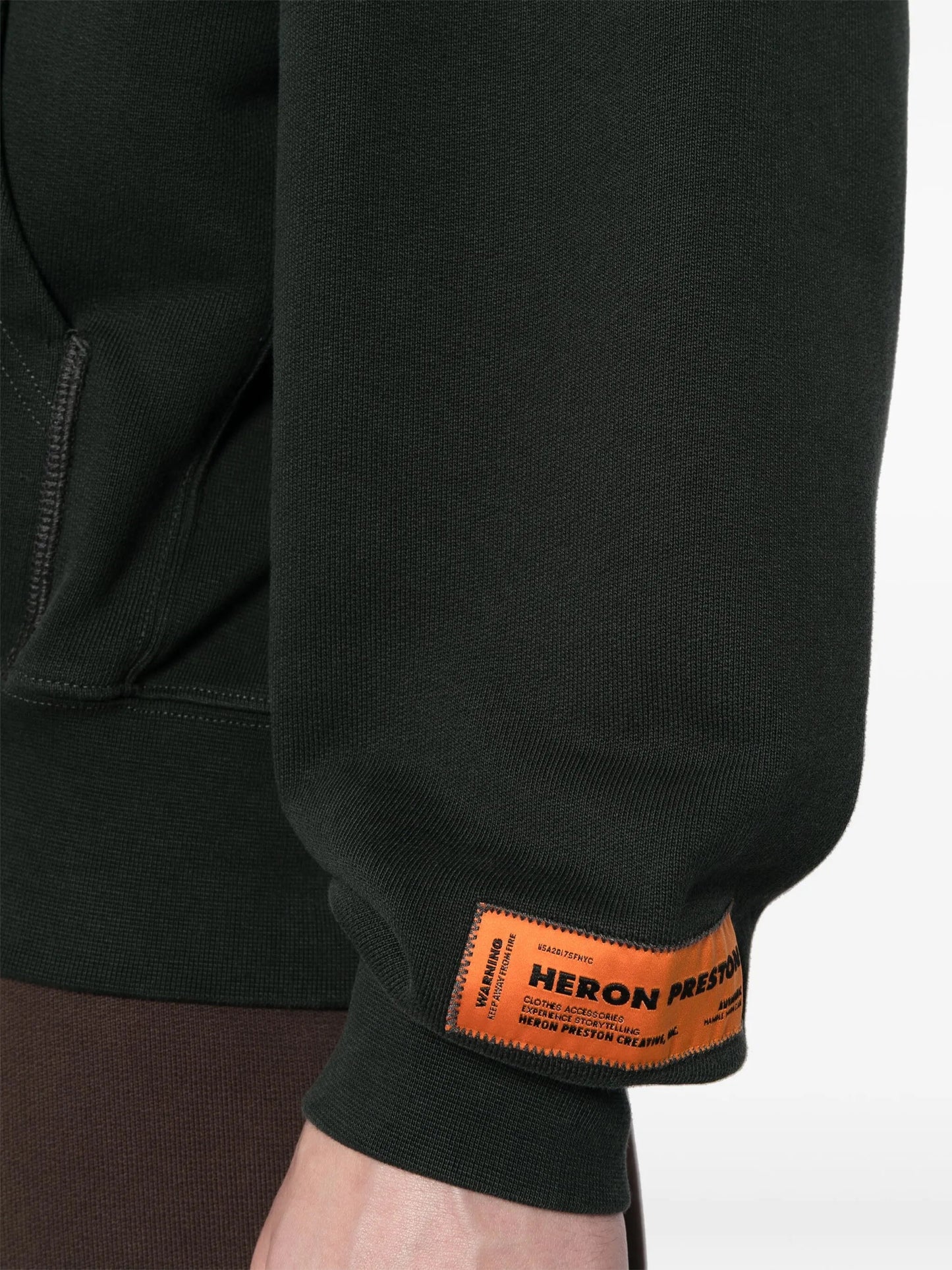 Heron Preston HP STFU Printed Cotton Flames Logo Hoodie Grey Black