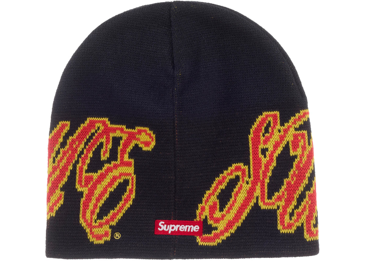 Supreme New Era Cursive Beanie Navy