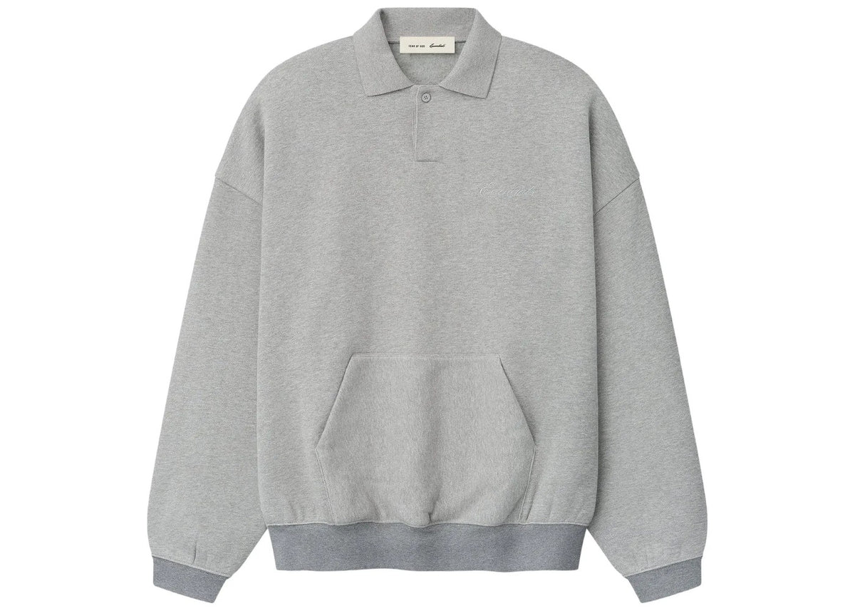 Fear of God Essentials Signature 90's Polo Sweatshirt Heather/Dark Concrete Heather
