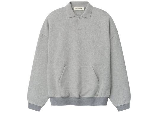 Fear of God Essentials Signature 90's Polo Sweatshirt Heather/Dark Concrete Heather