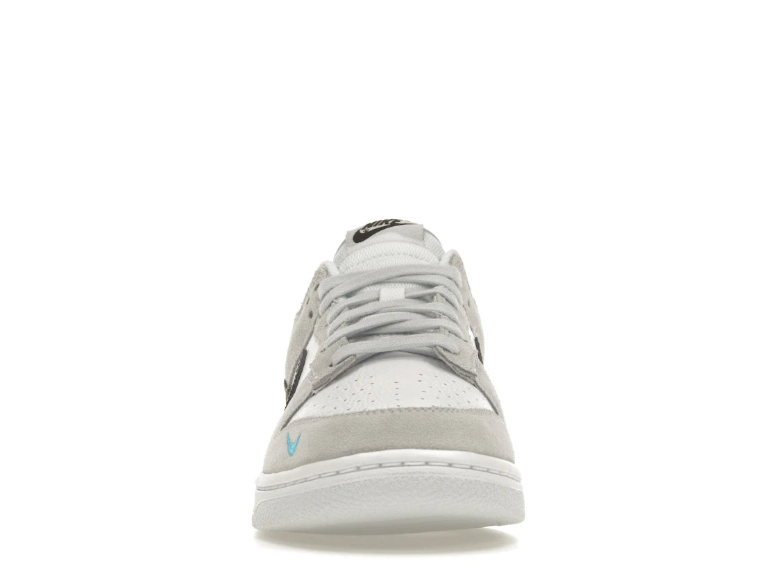Nike Dunk Low White Grey Navy Aqua Mini Swoosh