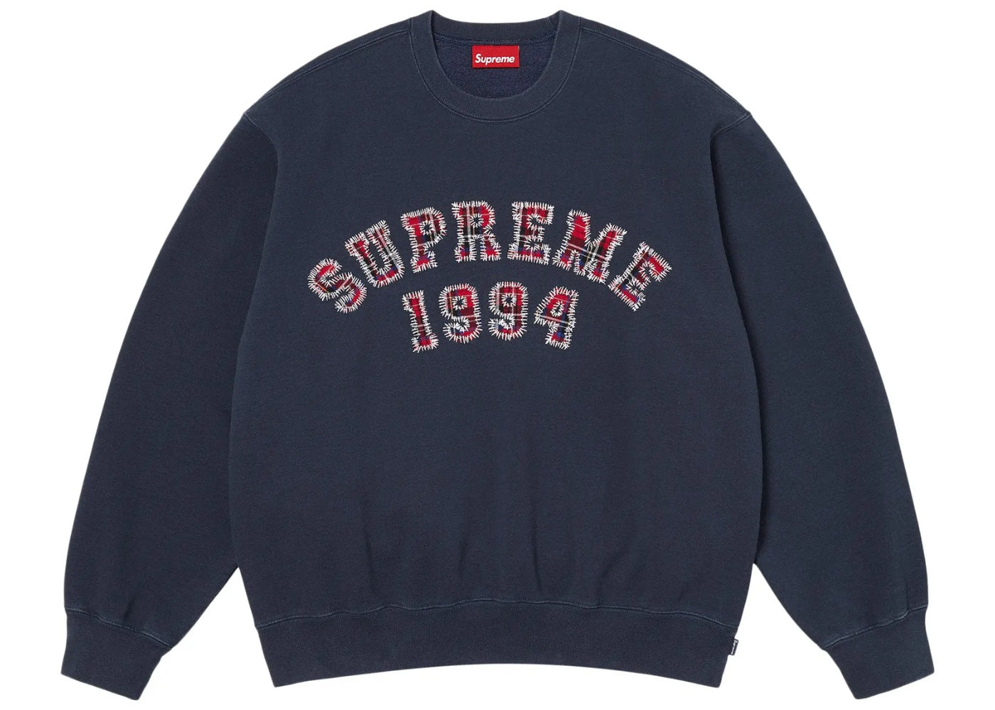 Supreme Plaid Arc Crewneck Navy Blue