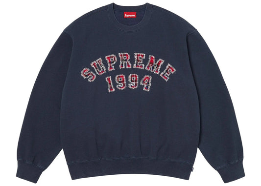 Supreme Plaid Arc Crewneck Navy Blue