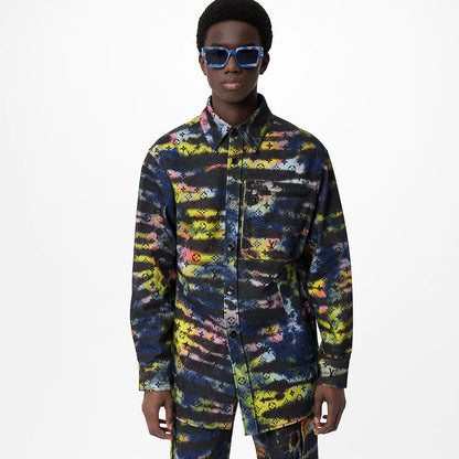 Louis Vuitton Printed Monogram Tie-Dye Denim Shirt Multicolor