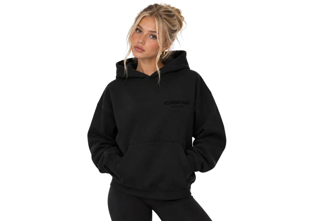 Fear of God Essentials Pullover Chest Logo Hoodie Stretch Limo Black