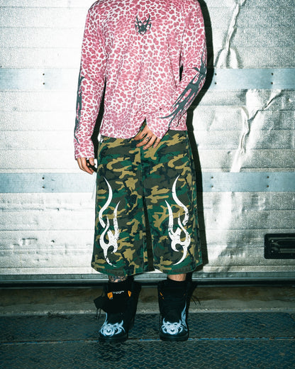 Chew Forever 3D Tribal 5 Pocket Canvas Denim Jorts Shorts