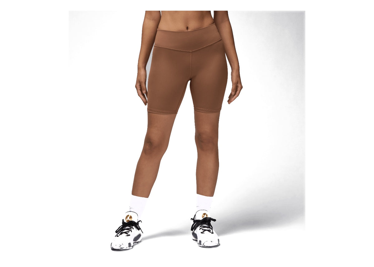 Jordan Sport Women's High-Waisted 7" Bike Shorts Archaeo Brown/White