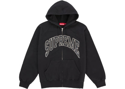 Supreme Cracked Raglan Zip Up Hooded Sweatshirt Black