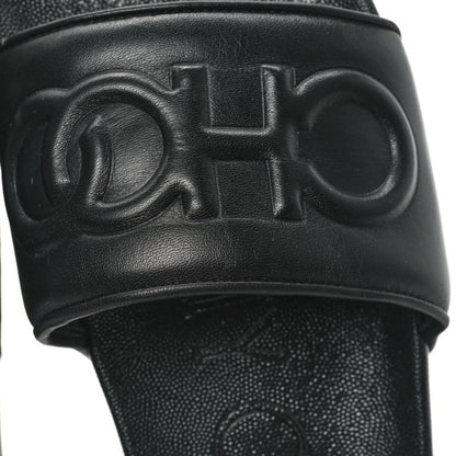 Jimmy Choo Nappa Embossed Logo Azari Slide Sandals Black