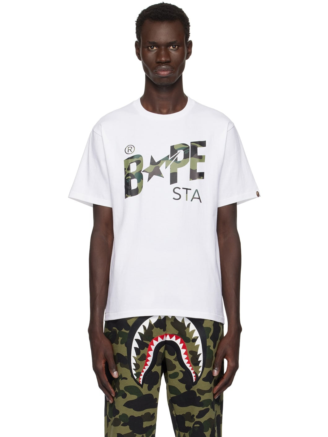 BAPE 1st Camo Bape Sta Logo Tee White/Green