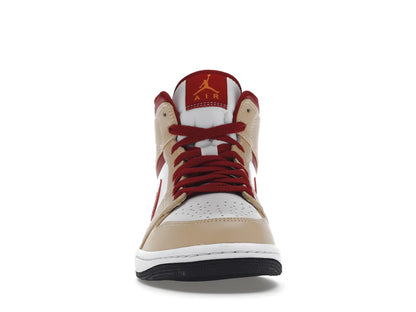 Jordan 1 Mid Light Curry Cardinal