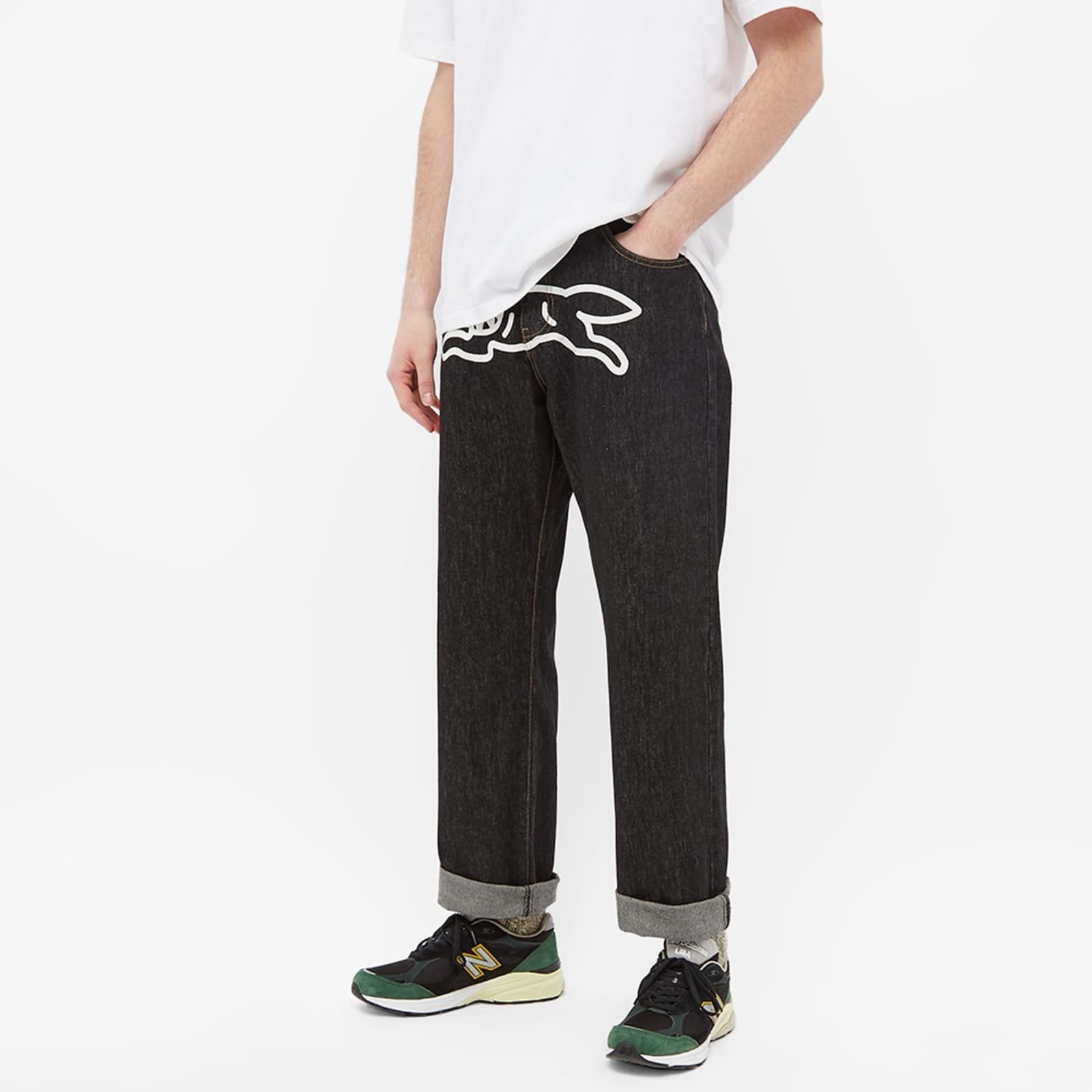 ICECREAM Running Dog Denim Pants Black