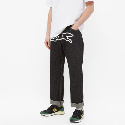 ICECREAM Running Dog Denim Pants Black