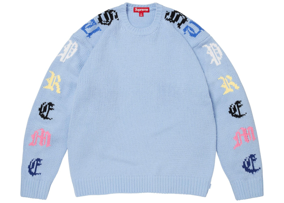 Supreme Old English Sleeves Sweater Light Blue