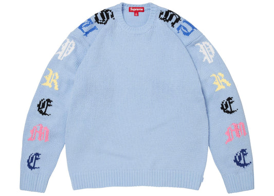 Supreme Old English Sleeves Sweater Light Blue
