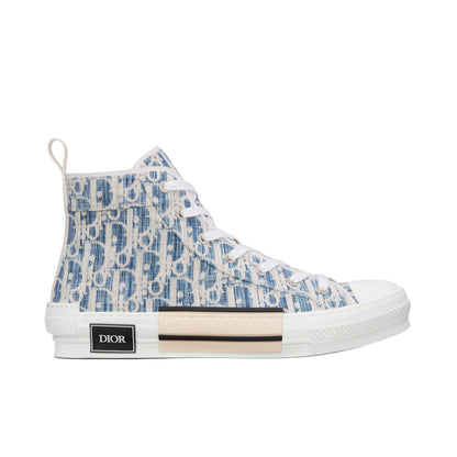 Dior Men's B23 Blue Dior Oblique Kasuri Jacquard High Top Sneakers