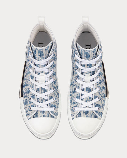 Dior Men's B23 Blue Dior Oblique Kasuri Jacquard High Top Sneakers
