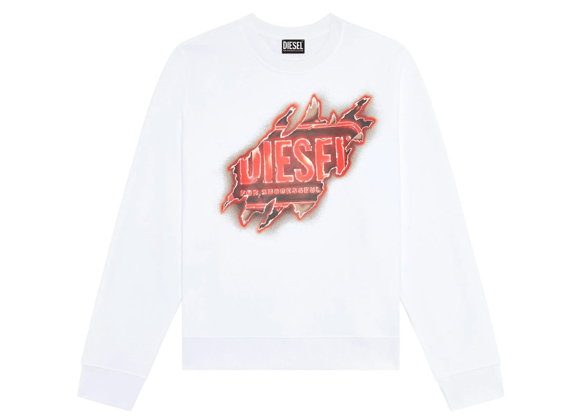 Diesel S-GINN-E9 Logo Sweatshirt Bright White