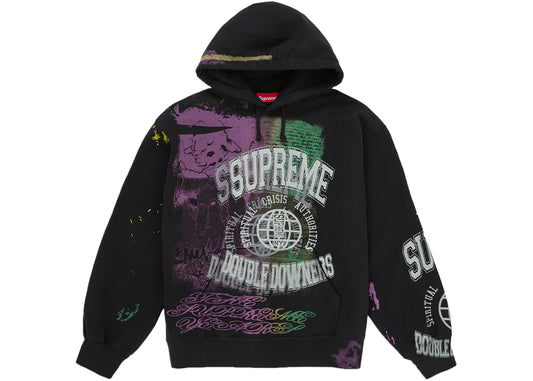 Supreme Overprint Hooded Sweatshirt Black