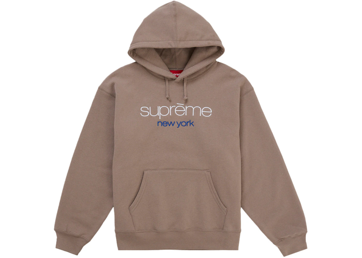 Supreme Classic Logo Hooded Sweatshirt Brown