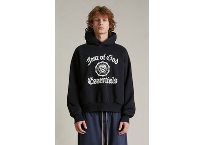 Fear of God Essentials University Heavy Fleece Vintage Shrunken Hoodie Black