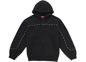 Supreme Piping Zip Up Hooded Sweatshirt Black