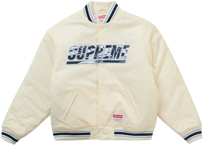 Supreme Mitchell & Ness Camo Logo Varsity Jacket White
