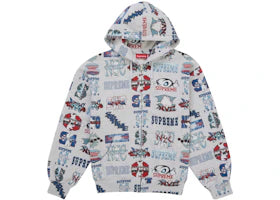 Supreme Flash Zip Up Hooded Sweatshirt White