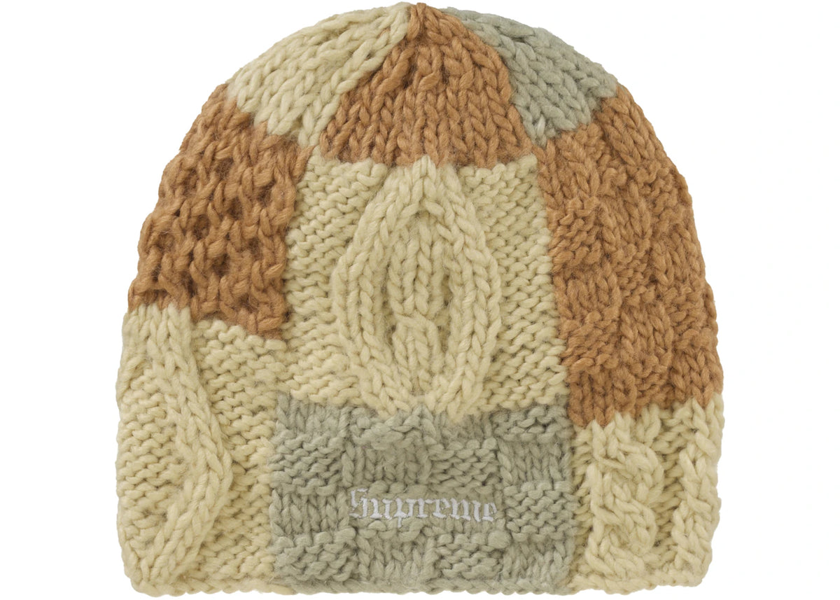 Supreme Block Knit Beanie Tan Brown Beige