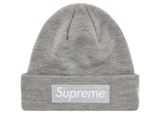 Supreme New Era Box Logo Beanie Heather Grey