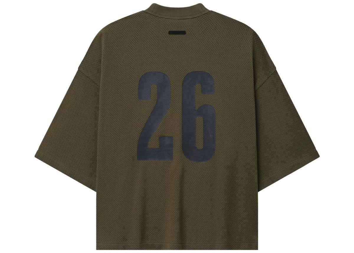 Fear of God Essentials Sport Mesh Merch Tee Boxy Fit Moss Green