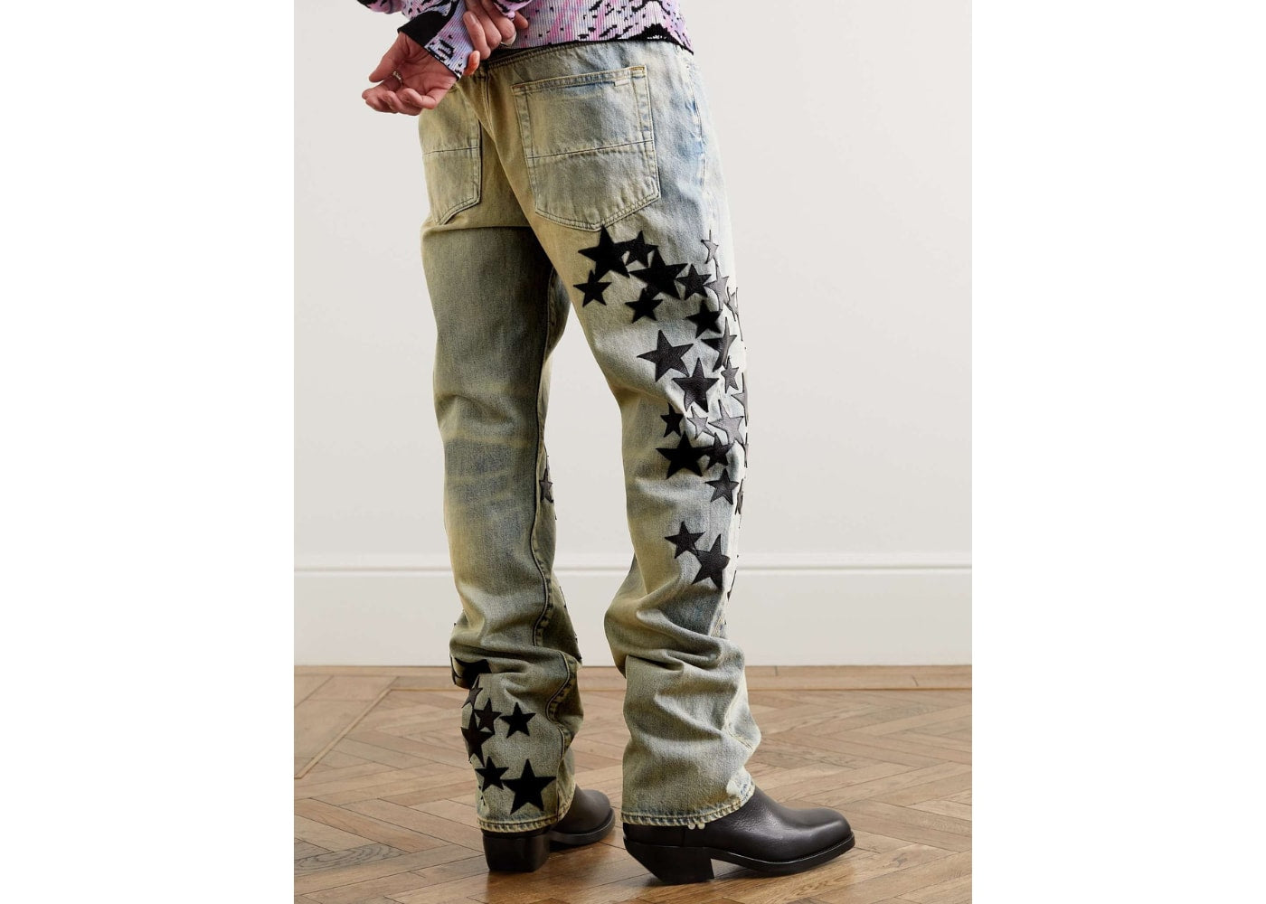 AMIRI Leather Star Straight Jeans Clay/Indigo