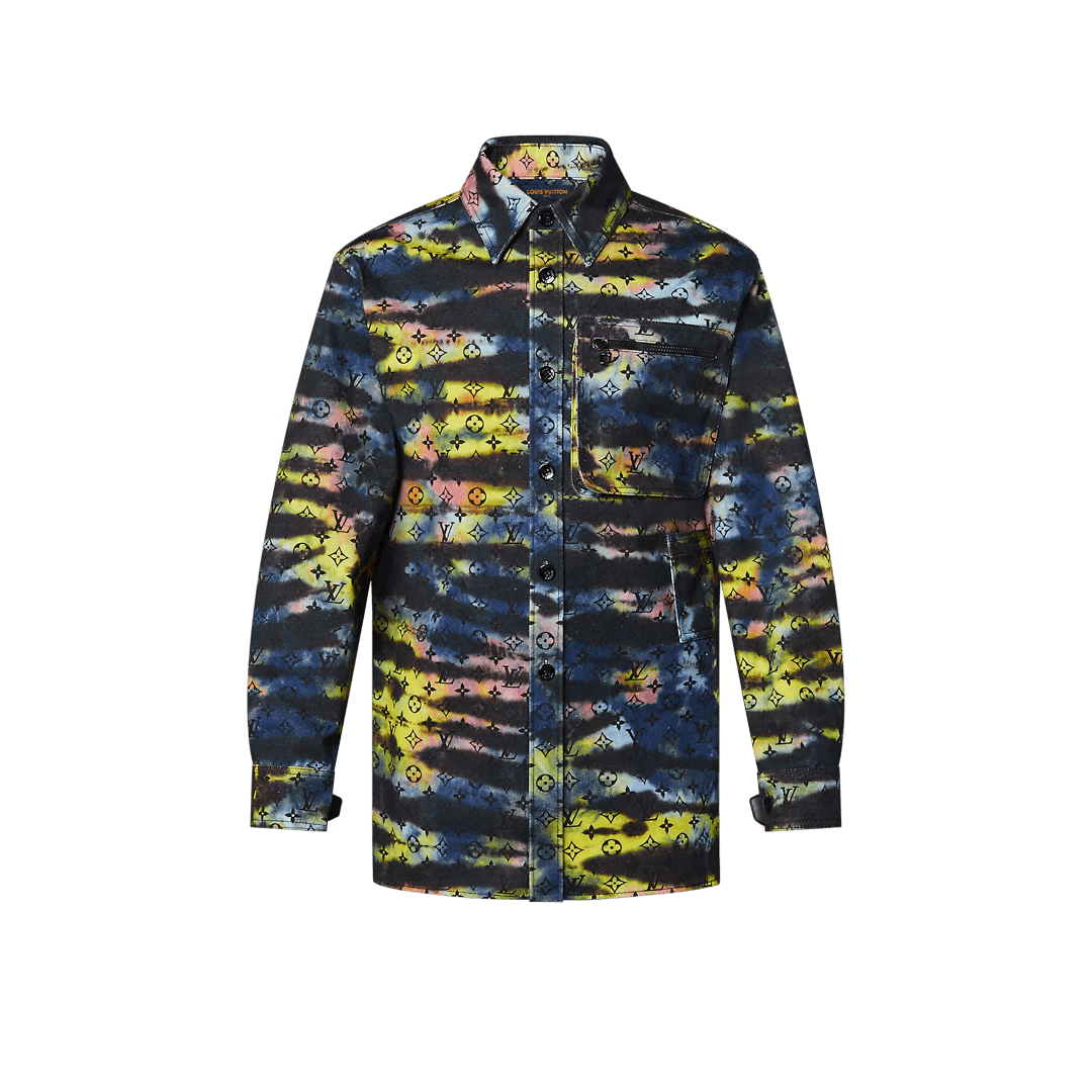 Louis Vuitton Printed Monogram Tie-Dye Denim Shirt Multicolor