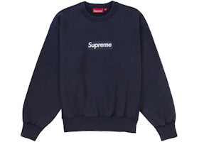 Supreme Washed Box Logo Crewneck Navy