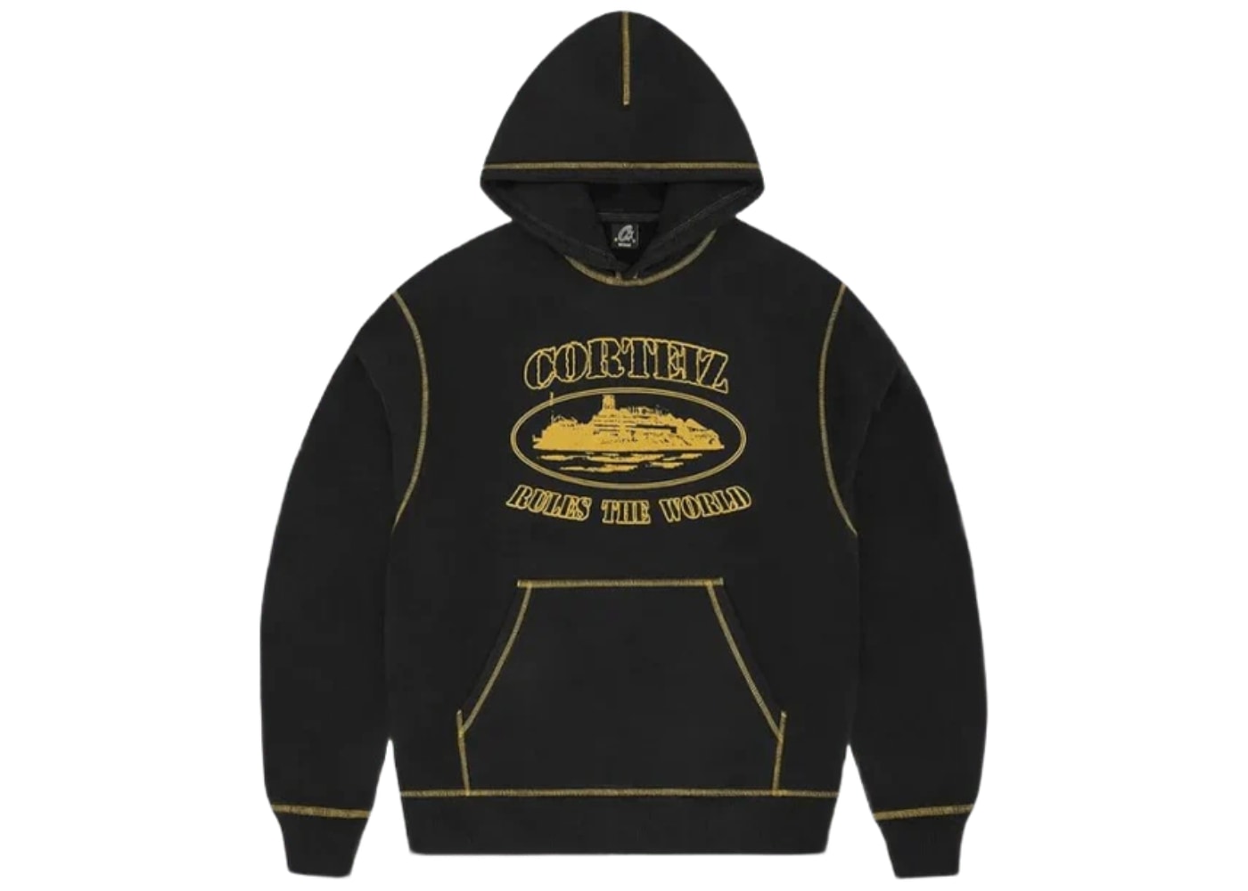 Corteiz Alcatraz Contrast Hoodie Black/Yellow