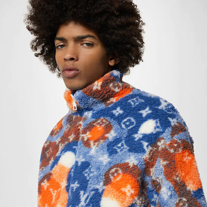 Louis Vuitton Jacquard Camo Fleece Blouson Blue/Orange/White