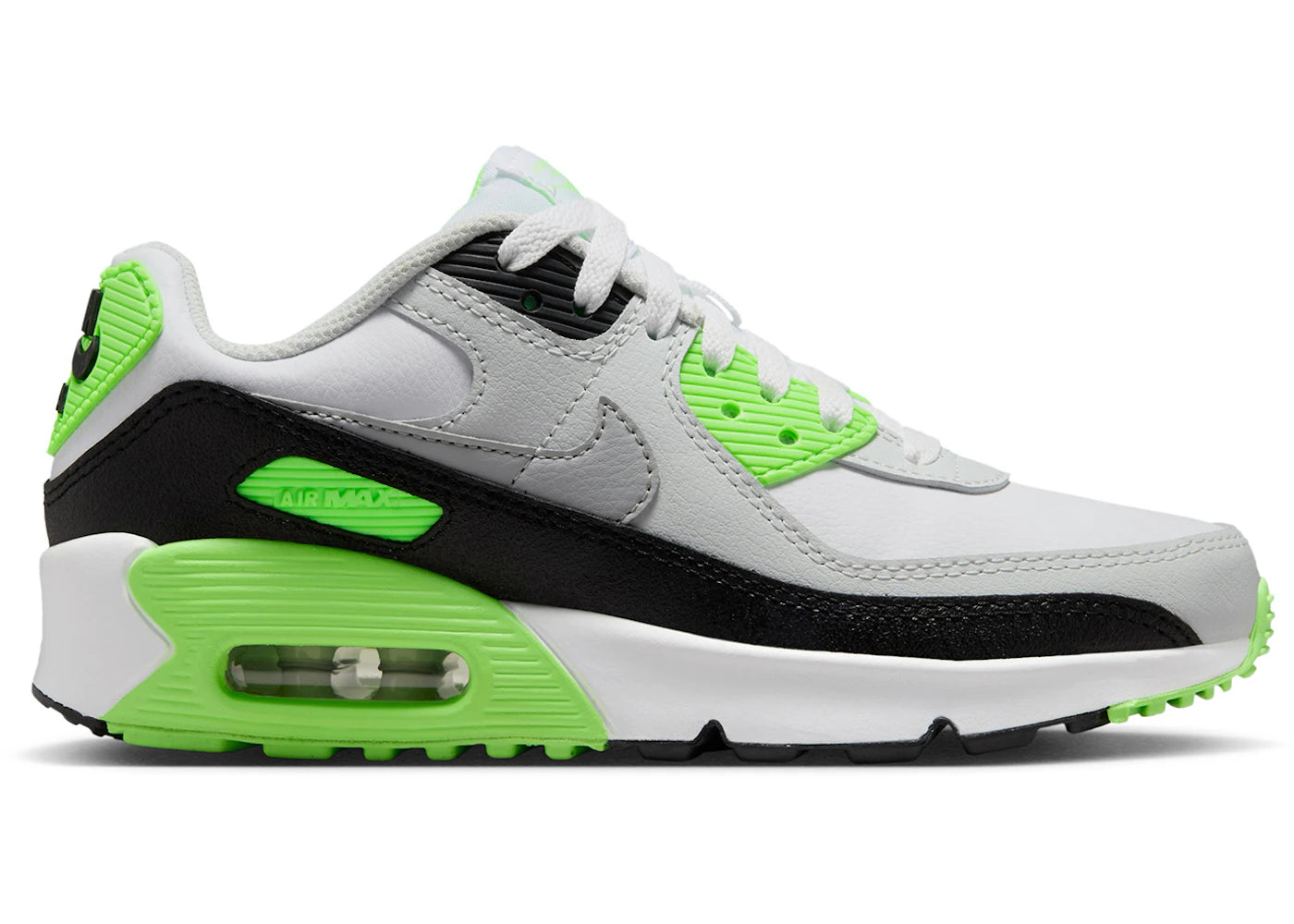 Nike Air Max 90 LTR White Photon Dust Lime Blast Light Smoke Grey (GS)