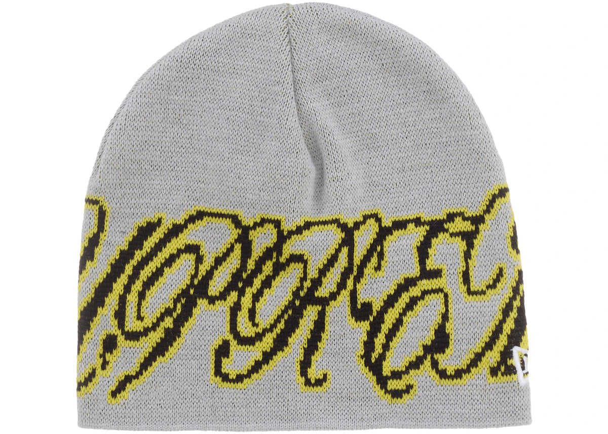 Supreme New Era Cursive Beanie Heather Grey