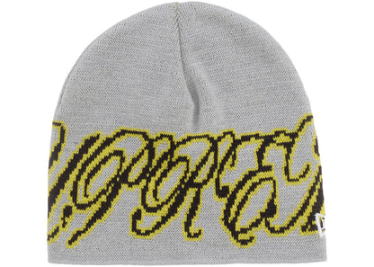Supreme New Era Cursive Beanie Heather Grey