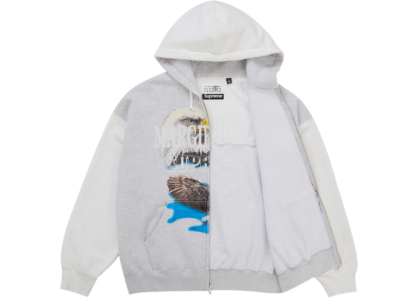 Supreme MM6 Maison Margiela Eagle Zip Up Hooded Sweatshirt White